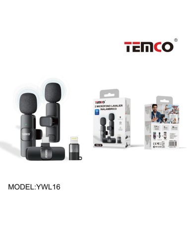 Micrófono Lavalier Inalámbrico YWL16 TEMCO – Doble Micrófono