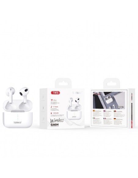 Auriculares TWS TEMCO GA04 Bluetooth 5.4 | Cómodos y ligeros