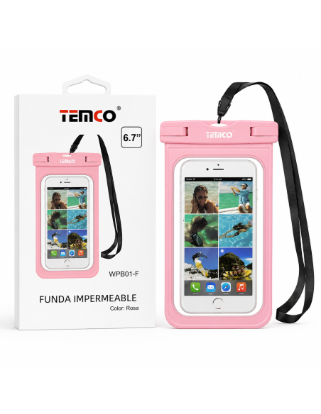 FUNDA IMPERMEABLE 6.7" ROSA WPB01-F TEMCO