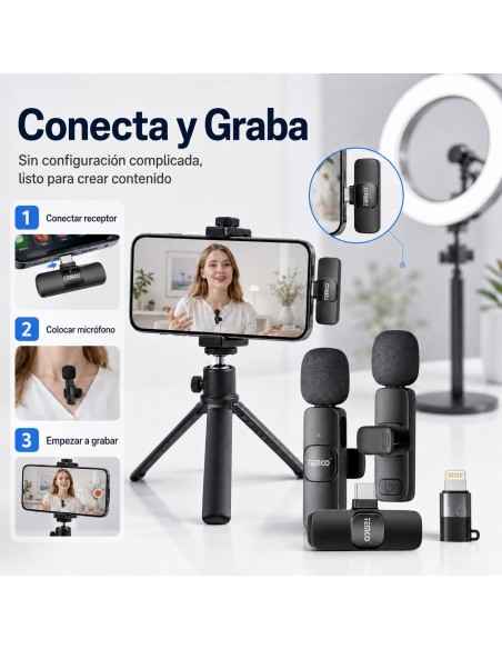 Micrófono Lavalier Inalámbrico YWL16 TEMCO – Doble Micrófono