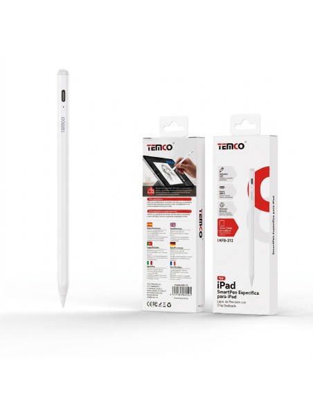 Lápiz táctil TEMCO para iPad con chip dedicado y carga USB-C
