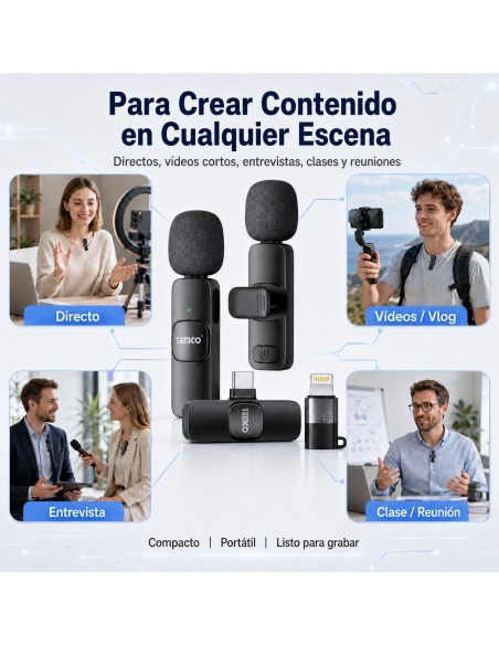 Micrófono Lavalier Inalámbrico YWL16 TEMCO – Doble Micrófono