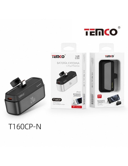 Batería externa 5000mAh 20W TEMCO T160CP portátil