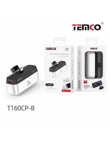 Batería externa 5000mAh 20W TEMCO T160CP portátil