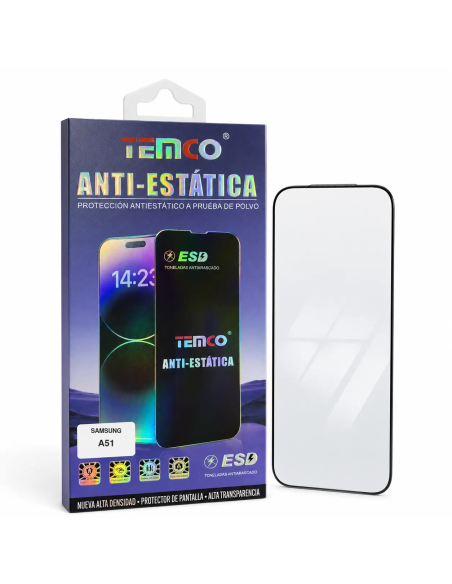 Protector de Pantalla Full Glass TEMCO para Samsung A51 - embalaje TEMCO