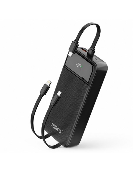 Batería externa 20000mAh TEMCO con pantalla LED y carga rápida