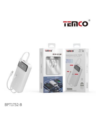 Batería externa 20000mAh TEMCO carga rápida 22.5W
