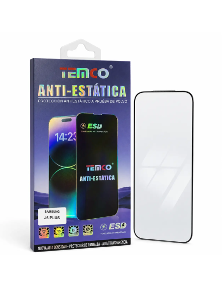 Protector de Pantalla Full Glass TEMCO para Samsung J6 Plus - embalaje TEMCO
