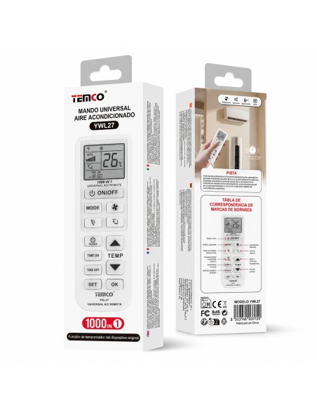 MANDO UNIVERSAL AIRE ACONDICIONA YWL27 TEMCO
