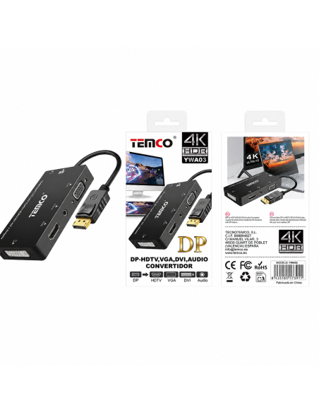 ADAPTOR DP-HDTV VGA DVI AUDIO YWA03 TEMCO