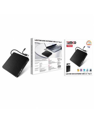 LECTOR DVD EXTERNO USB3.0/TYPEC YWA05 TEMCO