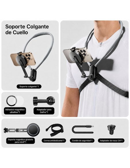 Soporte magnético 2 en 1 para móvil y cámara