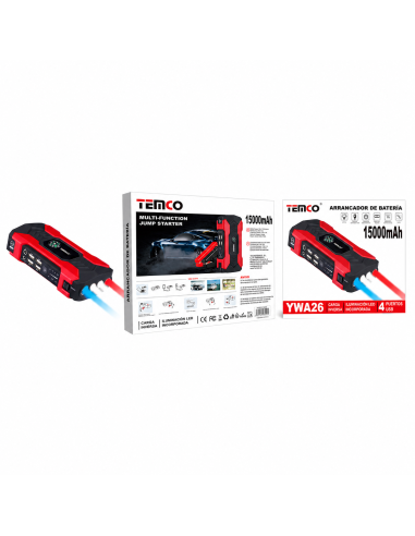 ARRANCADOR DE BATERIA 15000MAH 4USB YWA26 TEMCO