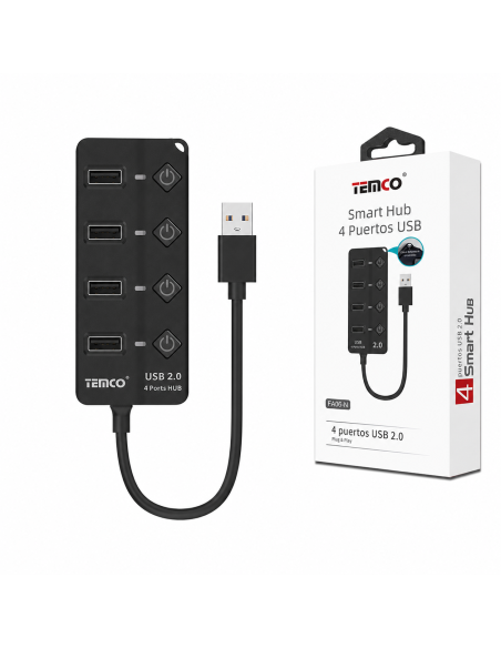 HUB 4 PUERTOS USB FA06-N  TEMCO