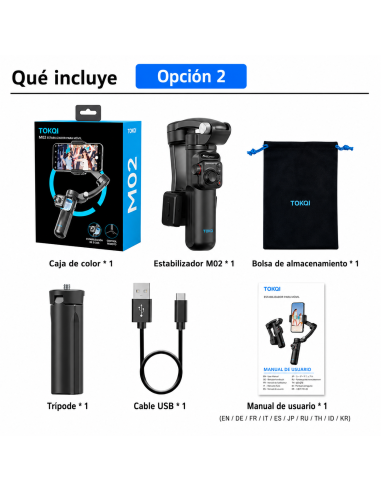 Estabilizador 3 ejes TEMCO TOKQI M02 con control remoto