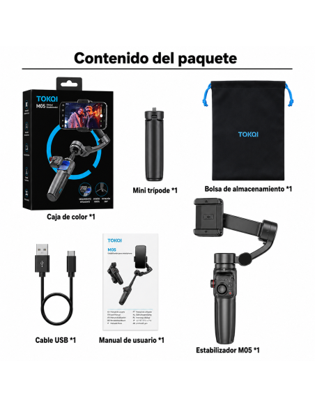 Estabilizador 3 Ejes TOKQI M05 con Control Remoto