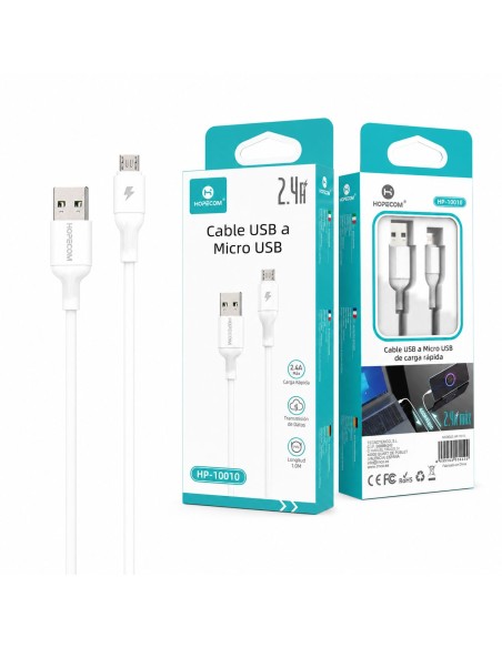 CABLE USB A MICRO USB 2.4A BLANCO HP-10010 HOPECOM