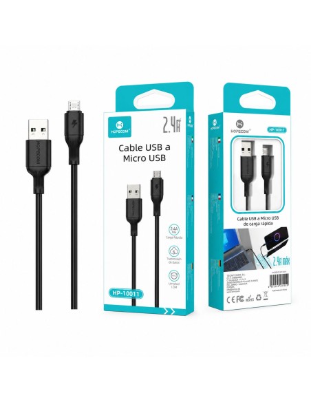 CABLE USB A MICRO USB 2.4A NEGRO HP-10011 HOPECOM