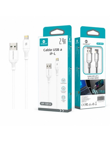 CABLE IPHONE BLANCO 2.4A HP-10014 HOPECOM