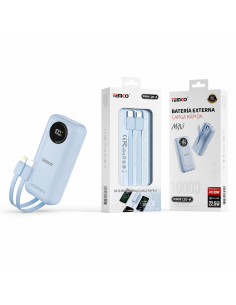 Batería externa 10000mAh 22.5W TEMCO con cables integrados