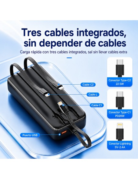 Batería externa 30000mAh TEMCO carga rápida 22.5W