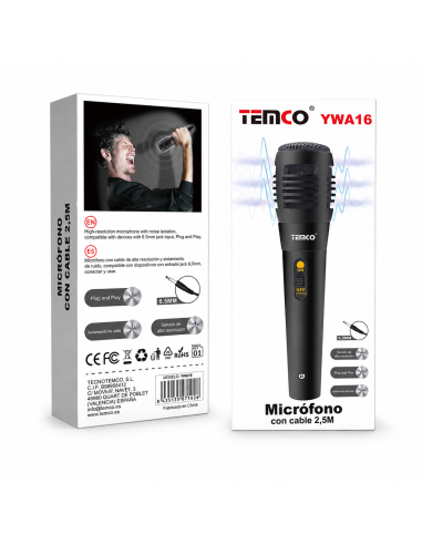 MICROFONO CON CABLE 2.5M YWA16