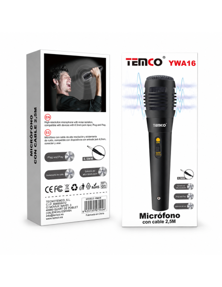 MICROFONO CON CABLE 2.5M YWA16