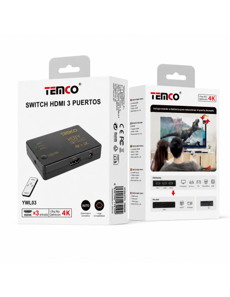 SWITCH HDMI 3 PUERTOS YWL03 TEMCO