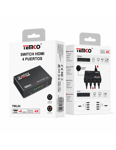 SWITCH HDMI 4 PUERTOS YWL04 TEMCO