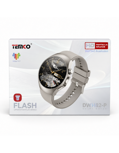 Smartwatch TEMCO DWH82-G pantalla 1.46" | Negro y plata