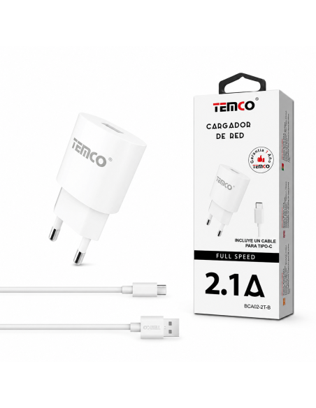 CARGADOR TYPE C 2.1A BCA02-2T-B  TEMCO