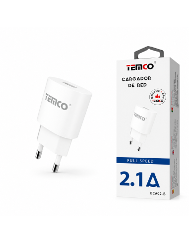 CARGADOR DE RED 2.1A BCA02-B TEMCO