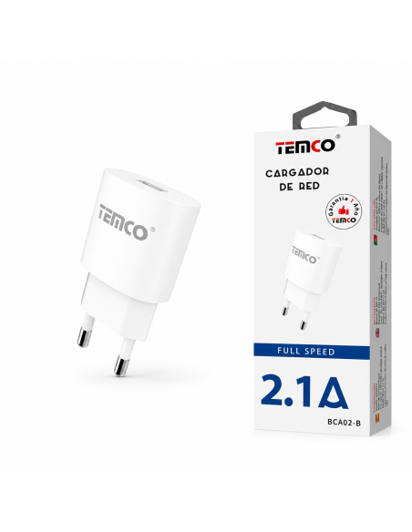CARGADOR DE RED 2.1A BCA02-B TEMCO
