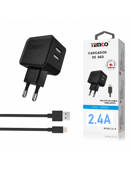 CARGADOR  PARA APPLE  BCA03-2L-N TEMCO