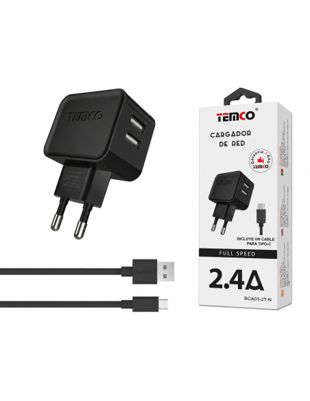 CARGADOR TYPE C 2.4A  BCA03-2T-N TEMCO