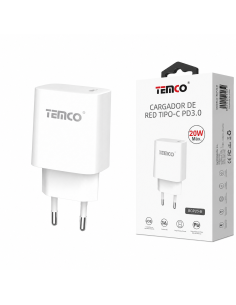 CARGADOR DE RED TIPO C 20W BCP20-B TEMCO