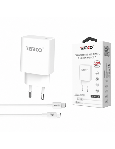 CARGADOR TYPE C A LIG. 20W BCP20L-B TEMCO
