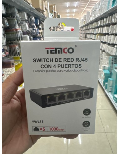 SWITCH DE RED RJ45 CON 4PUERTOS YWL13 TEMCO