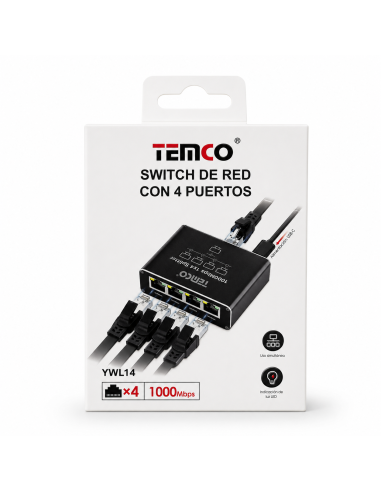 SWITCH DE RED CON 4PUERTOS YWL14 TEMCO