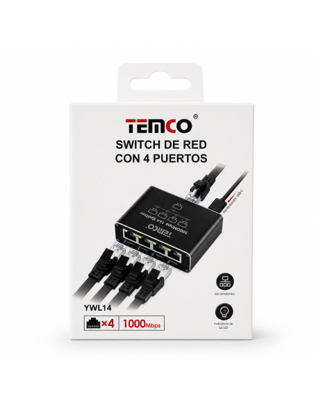 SWITCH DE RED CON 4PUERTOS YWL14 TEMCO