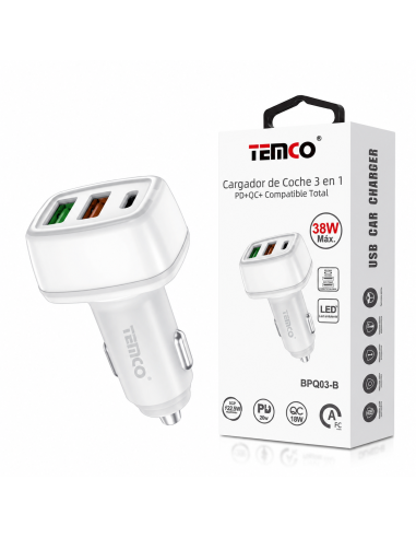 CARGADOR DE COCHE 3 EN 1 BPQ03-B TEMCO