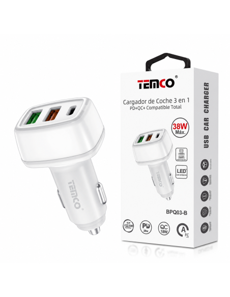 CARGADOR DE COCHE 3 EN 1 BPQ03-B TEMCO