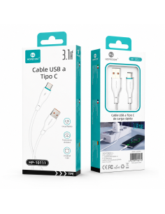 CABLE USB A TIPO C 3.1A BLANCO HP-10111 HOPECOM