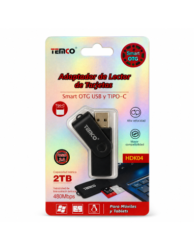 LECTOR TARJETA TIPO C Y USB HDK04 TEMCO