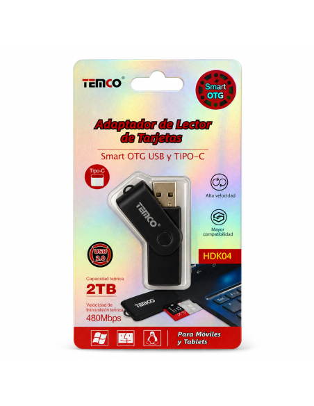 LECTOR TARJETA TIPO C Y USB HDK04 TEMCO