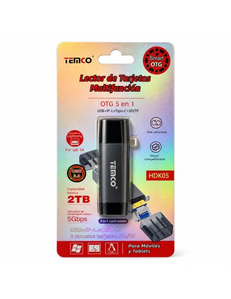 LECTOR TARJETA SD 5 EN 1 HDK05 TEMCO