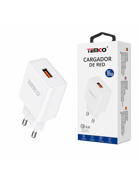 CARGADOR DE RED 3.0 18W BQC18-B TEMCO