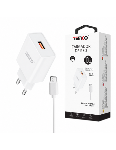 CARGADOR TYPO C 3A 18W BQC18-3T TEMCO