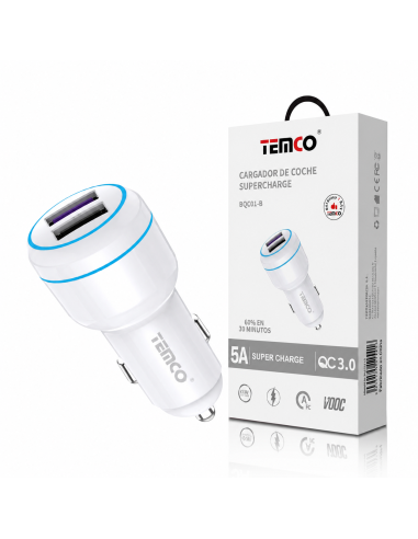 CARGADOR COCHE 5A QC3.0  BQC01-B  TEMCO