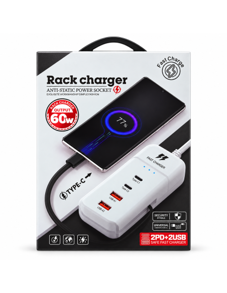 CARGADOR 2PD+2USB 60W JG-01